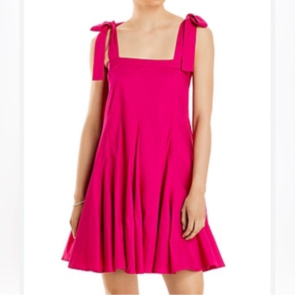 opt Dresses & Skirts - o.p.t Women Hot Pink Sleeveless Bow Shoulder Tie Pleated Mini Sun Dress Size S